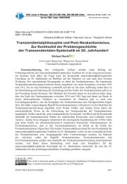 ТРАНСЦЕНДЕНТАЛЬНАЯ ФИЛОСОФИЯ И ПОСТНЕОКАНТИАНСТВО. О ПРЕЕМСТВЕННОСТИ ИСТОРИИ ПРОБЛЕМ ТРАНСЦЕНДЕНТАЛЬНОЙ СИСТЕМАТИКИ В XX ВЕКЕ