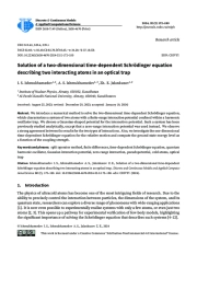 Solution of a two-dimensional time-dependent Schrödinger equation describing two interacting atoms in an optical trap
