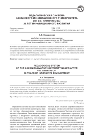 ПЕДАГОГИЧЕСКАЯ СИСТЕМА КАЗАНСКОГО ИННОВАЦИОННОГО УНИВЕРСИТЕТА ИМ. В. Г. ТИМИРЯСОВА: 30 ЛЕТ ИННОВАЦИОННОГО РАЗВИТИЯ