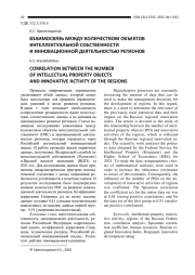 ВЗАИМОСВЯЗЬ МЕЖДУ КОЛИЧЕСТВОМ ОБЪЕКТОВ ИНТЕЛЛЕКТУАЛЬНОЙ СОБСТВЕННОСТИ И ИННОВАЦИОННОЙ ДЕЯТЕЛЬНОСТЬЮ РЕГИОНОВ