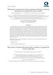 Наблюдение динамического флуктуационного фазового перехода проводимости островковой пленки серебра