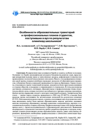 ОСОБЕННОСТИ ОБРАЗОВАТЕЛЬНЫХ ТРАЕКТОРИЙ И ПРОФЕССИОНАЛЬНЫХ ПЛАНОВ СТУДЕНТОВ, ПОСТУПИВШИХ В ВУЗ ПО РЕЗУЛЬТАТАМ ОЛИМПИАД ШКОЛЬНИКОВ