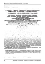 СУЩНОСТЬ МАЛОГО БИЗНЕСА И ЕГО ОСНОВНЫЕ СТРАТЕГИИ РАЗВИТИЯ В СОВРЕМЕННЫХ СОЦИАЛЬНО-ЭКОНОМИЧЕСКИХ УСЛОВИЯХ