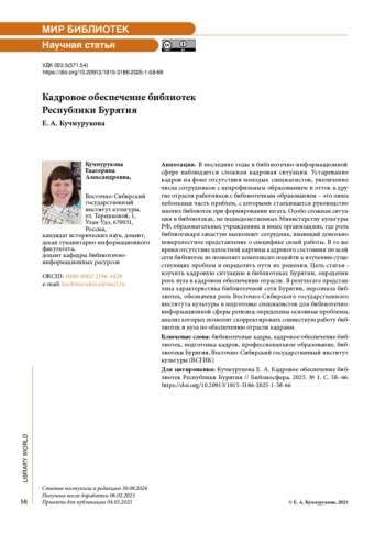 Кадровое обеспечение библиотек Республики Бурятия