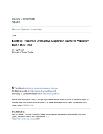 Electrical Properties Of Reactive Magnetron Sputtered Vanadium Oxide Thin Films