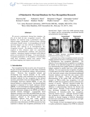 A Polarimetric Thermal Database for Face Recognition Research