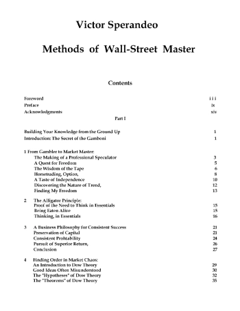 Methods of a Wall-Street Master
